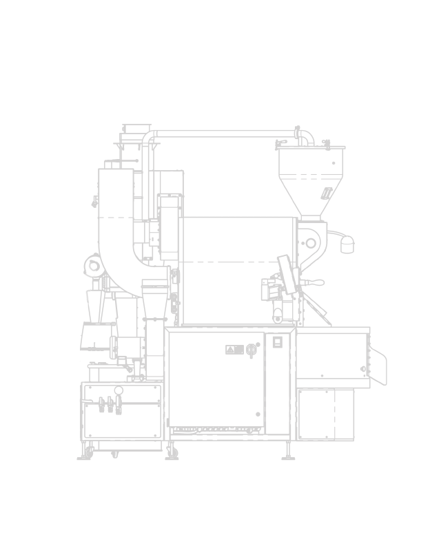 Line drawing of a Loring coffee roasting machine