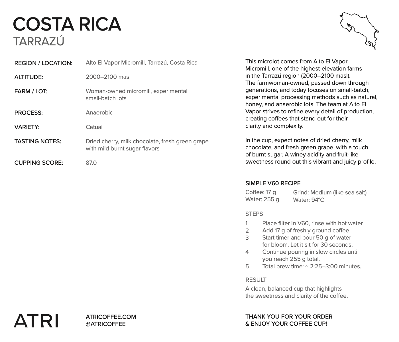Costa Rica - Tarazzu — Back
